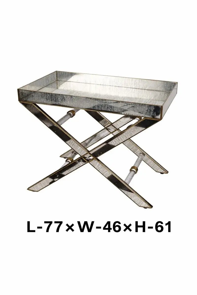 Antique Glass Butler Table – Brass & Silver