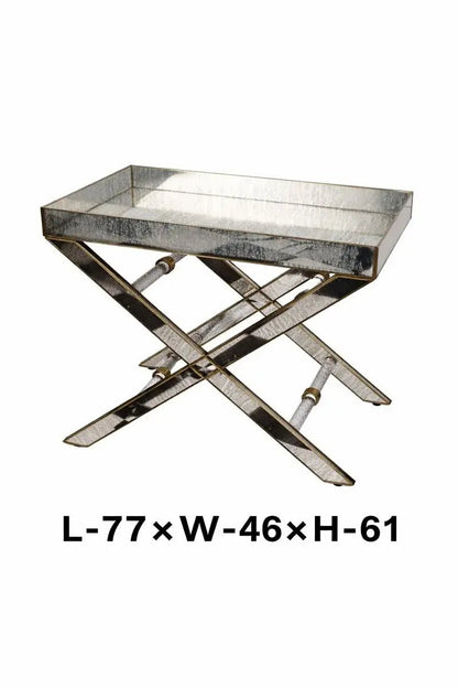 Antique Glass Butler Table – Brass & Silver