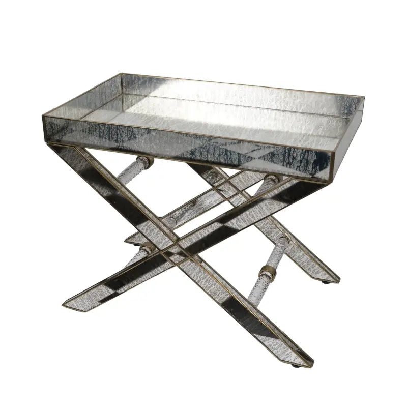 Antique Glass Butler Table – Brass & Silver