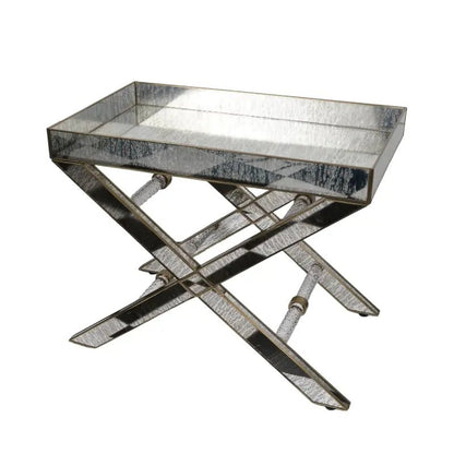 Antique Glass Butler Table – Brass & Silver