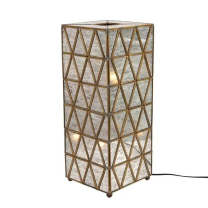 Antique Triangle Table Lamp Brass & Glass - ILLUMEA - ILLUMEAlampLarge