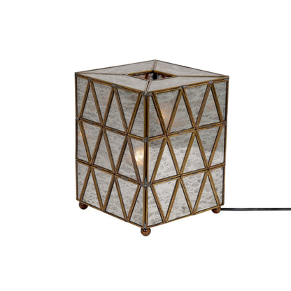 Antique Triangle Table Lamp Brass & Glass - ILLUMEA - ILLUMEAlampLarge