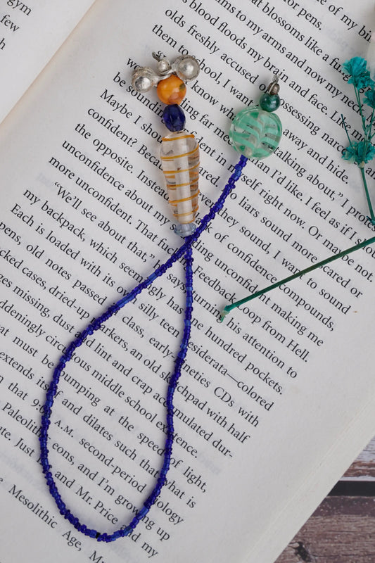 Blue Glass Beads Handmade Bookmark