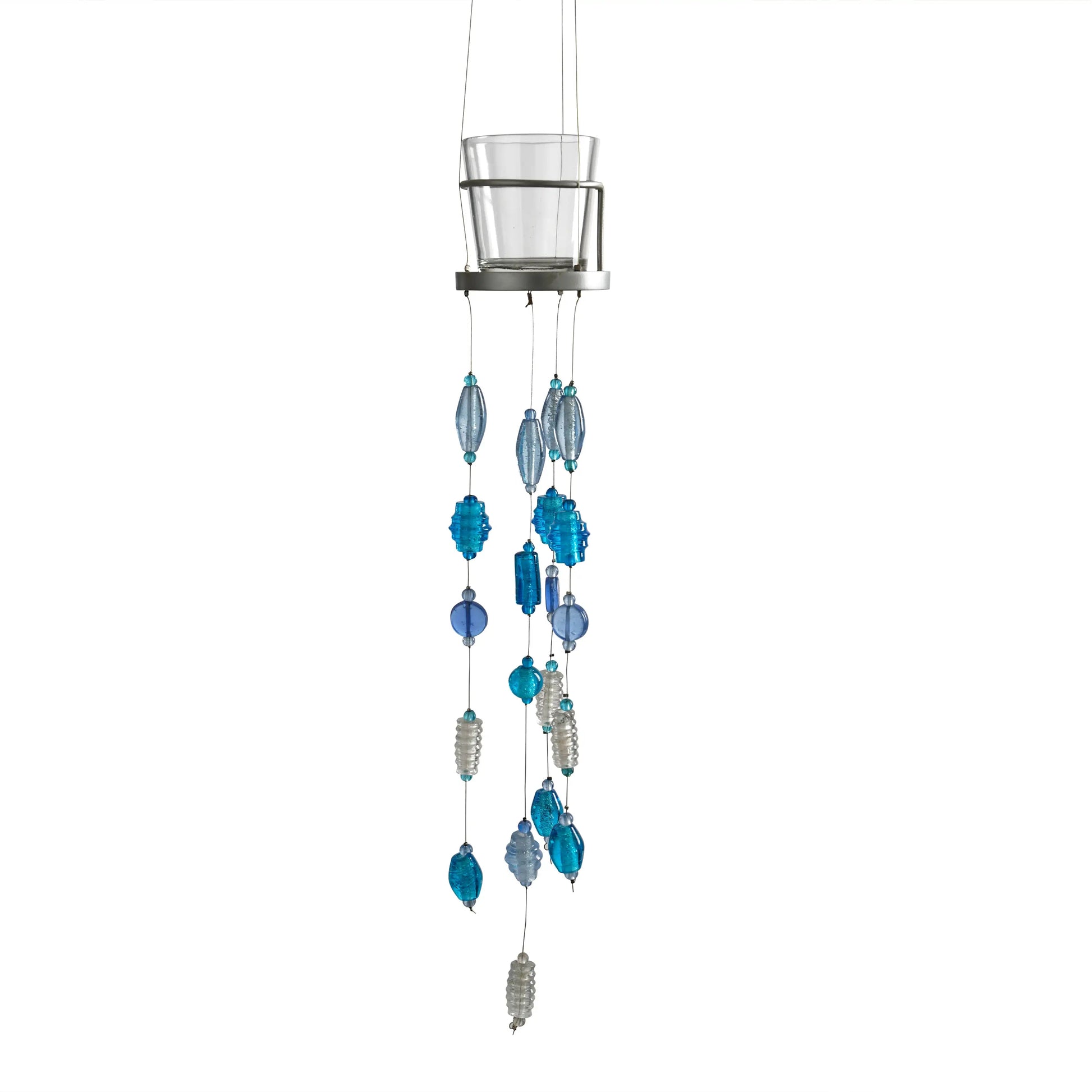 Blue Glass Beads Handmade Hanging Votive - ILLUMEA.