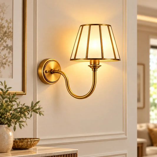 Elegant Frost Glass Shade Wall Lamp illuminating with sophisticated luxury and modern design for upscale interiors