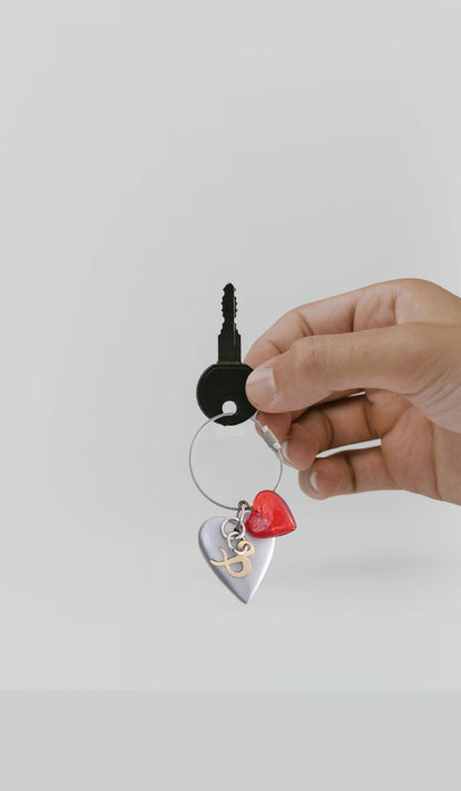 Casted Aluminium Handmade Heart Glass Bead Keychain Ornament - ILLUMEAKey Chain