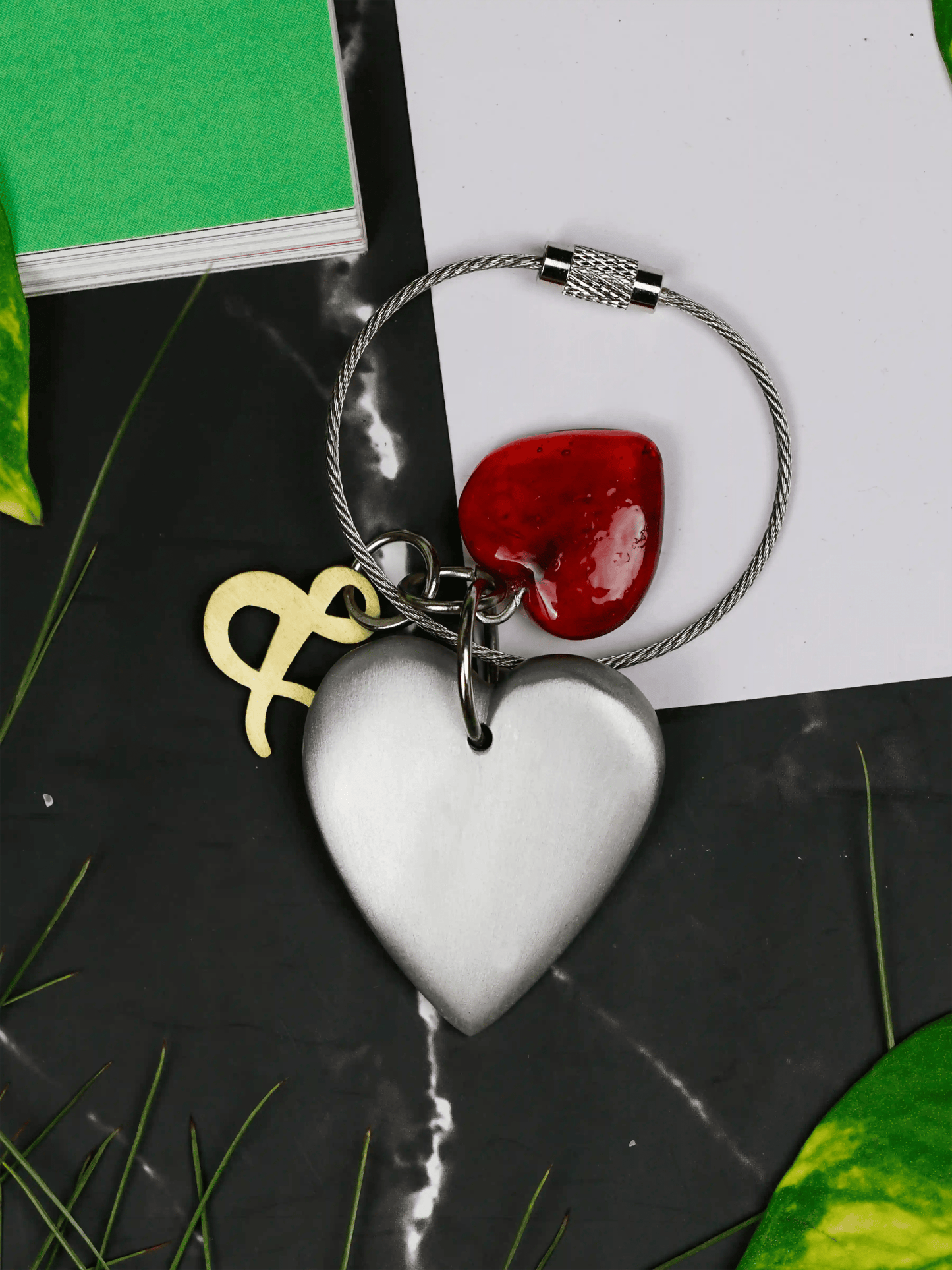 Heart Glass Bead Keychain