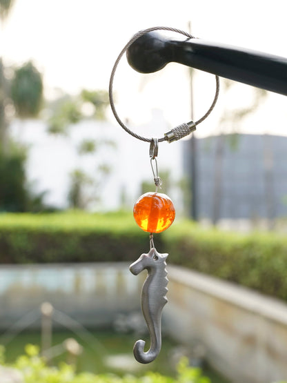 Casted Aluminium Handmade Seahorse Glass Bead Keychain Ornament - ILLUMEAKey Chain