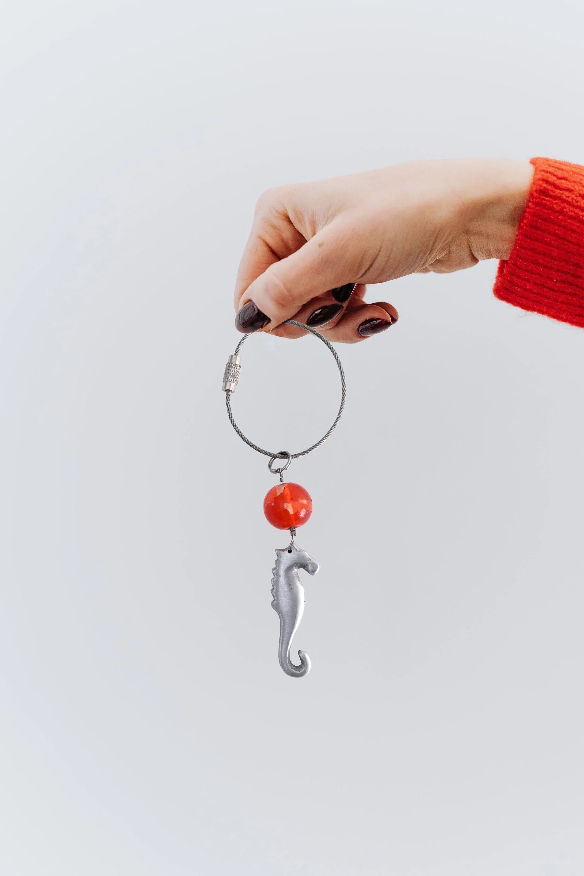 Casted Aluminium Handmade Seahorse Glass Bead Keychain Ornament - ILLUMEAKey Chain
