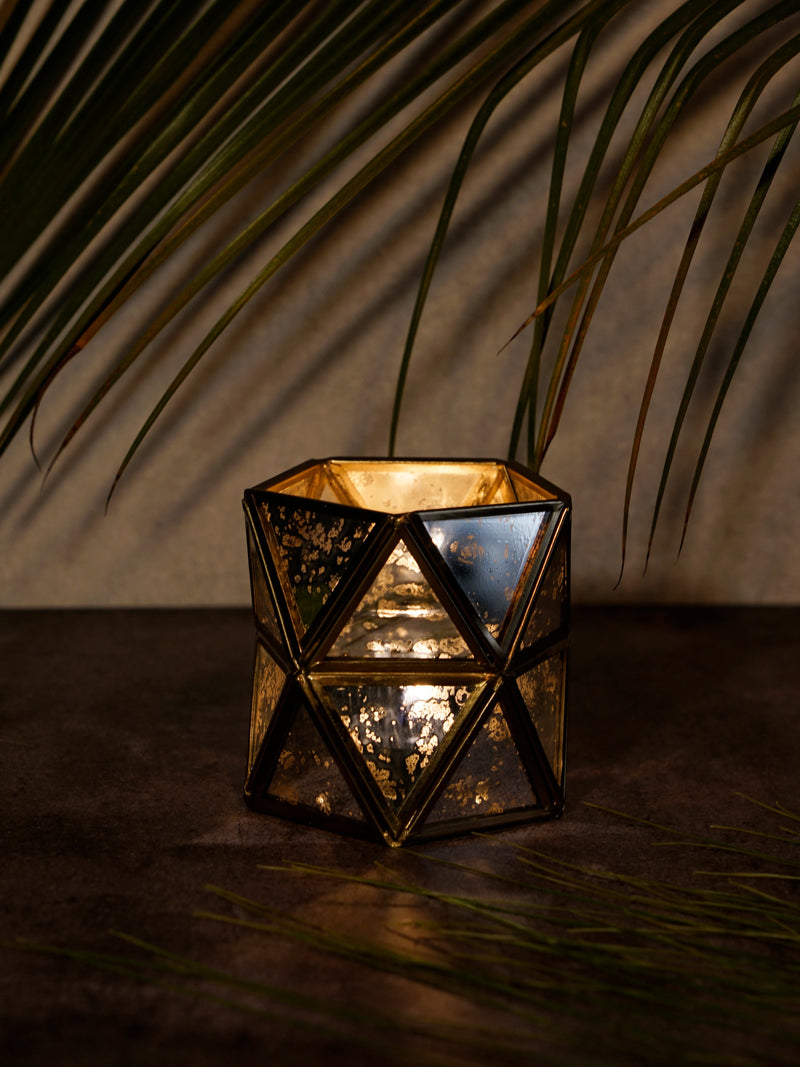 Diamond Tealight Candle Holder Antique - ILLUMEATea light