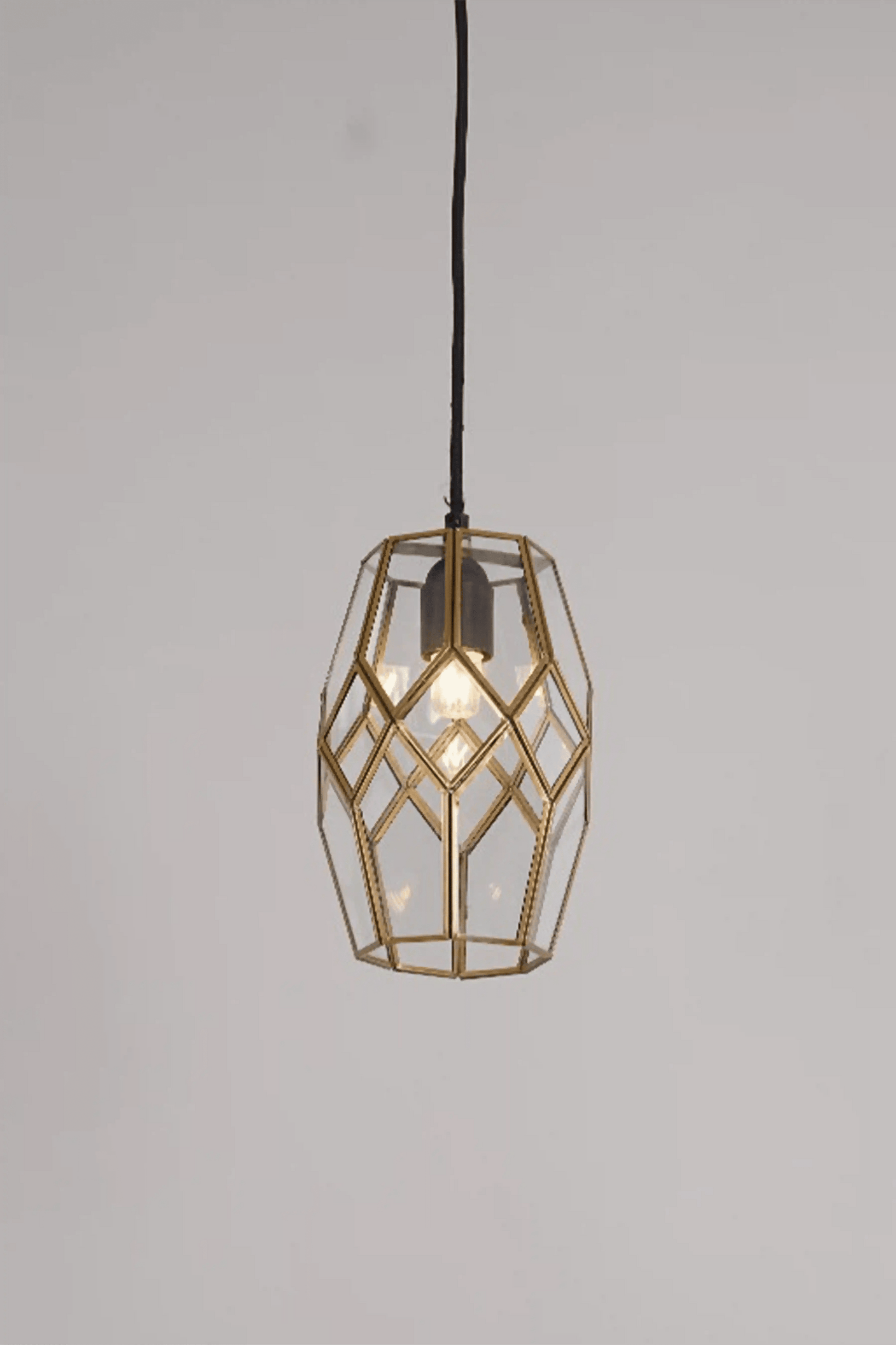 Geometric Honeycomb Clear Glass Pendant