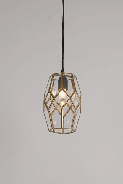 Geometric Honeycomb Clear Glass Pendant