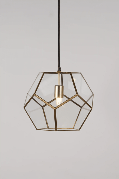 Geometric Penta Globe Clear Shade Pendant