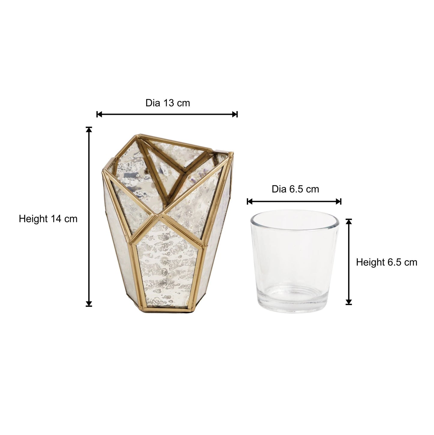 Geometric Tealight Candle Holder Antique