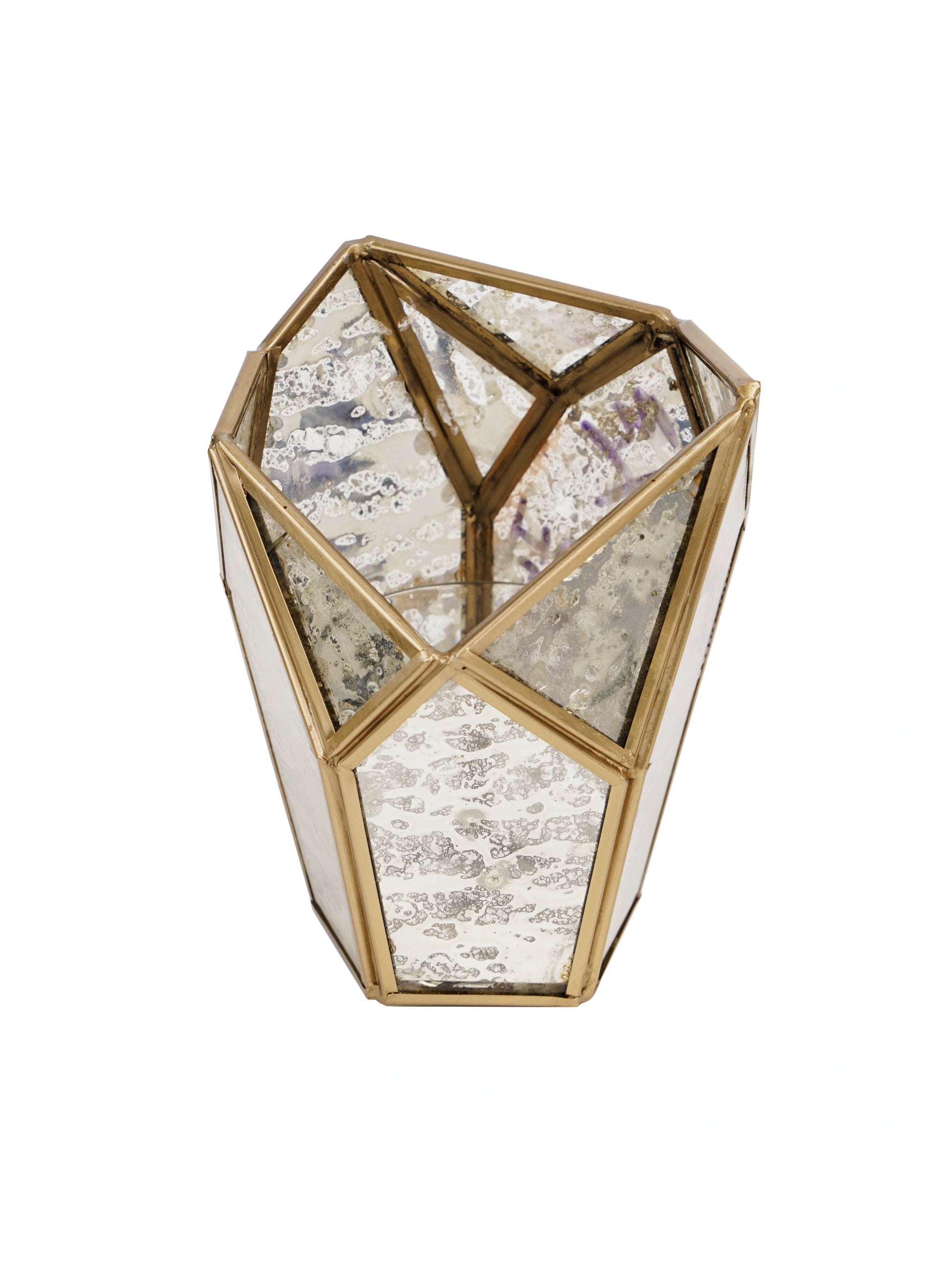 Geometric Tealight Candle Holder Antique