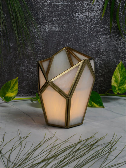 Geometric Tealight Candle Holder white