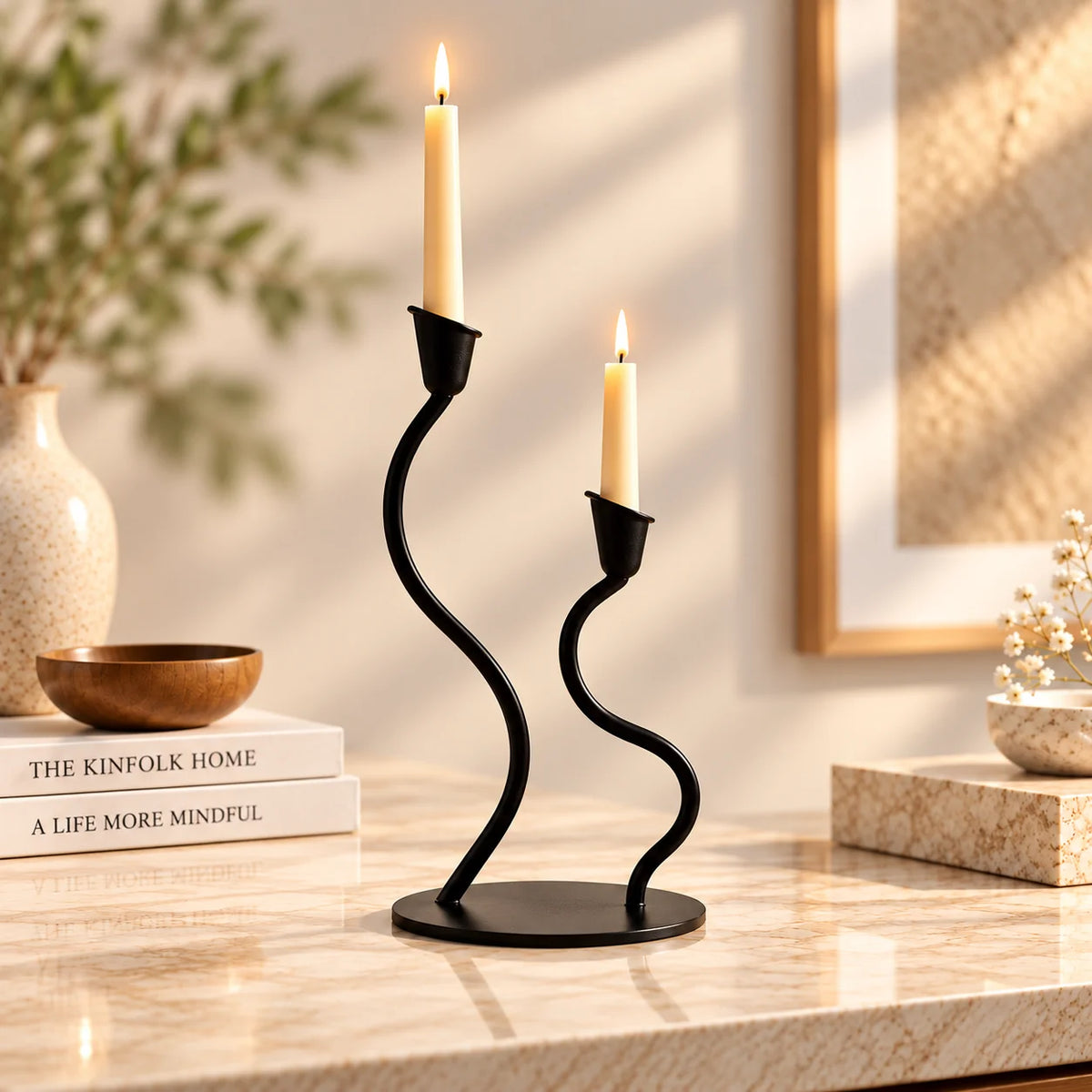 Elegant black tealight two candle holders for luxurious home decor and ambient lighting
