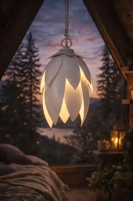 Hammered Leaf Pendant Light – White