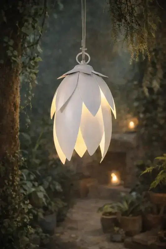 Hammered Leaf Pendant Light – White