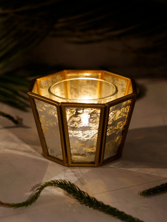 Hexa Linear Tealight Candle holder Antique
