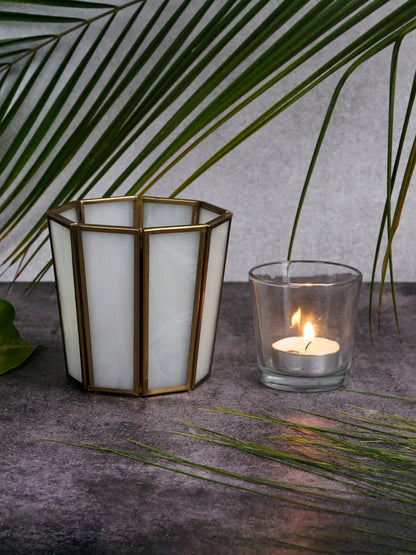 Hexa Linaurea Tealight Candle Holder White - Medium