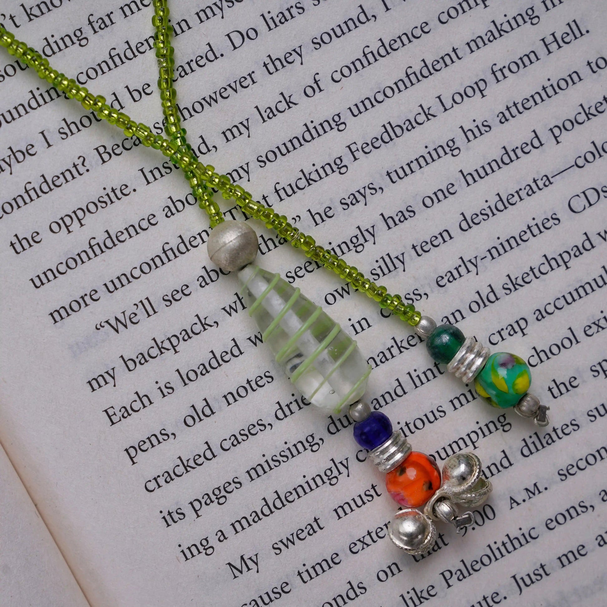 Lime Green Glass Beads Handmade Bookmark - ILLUMEABookmark