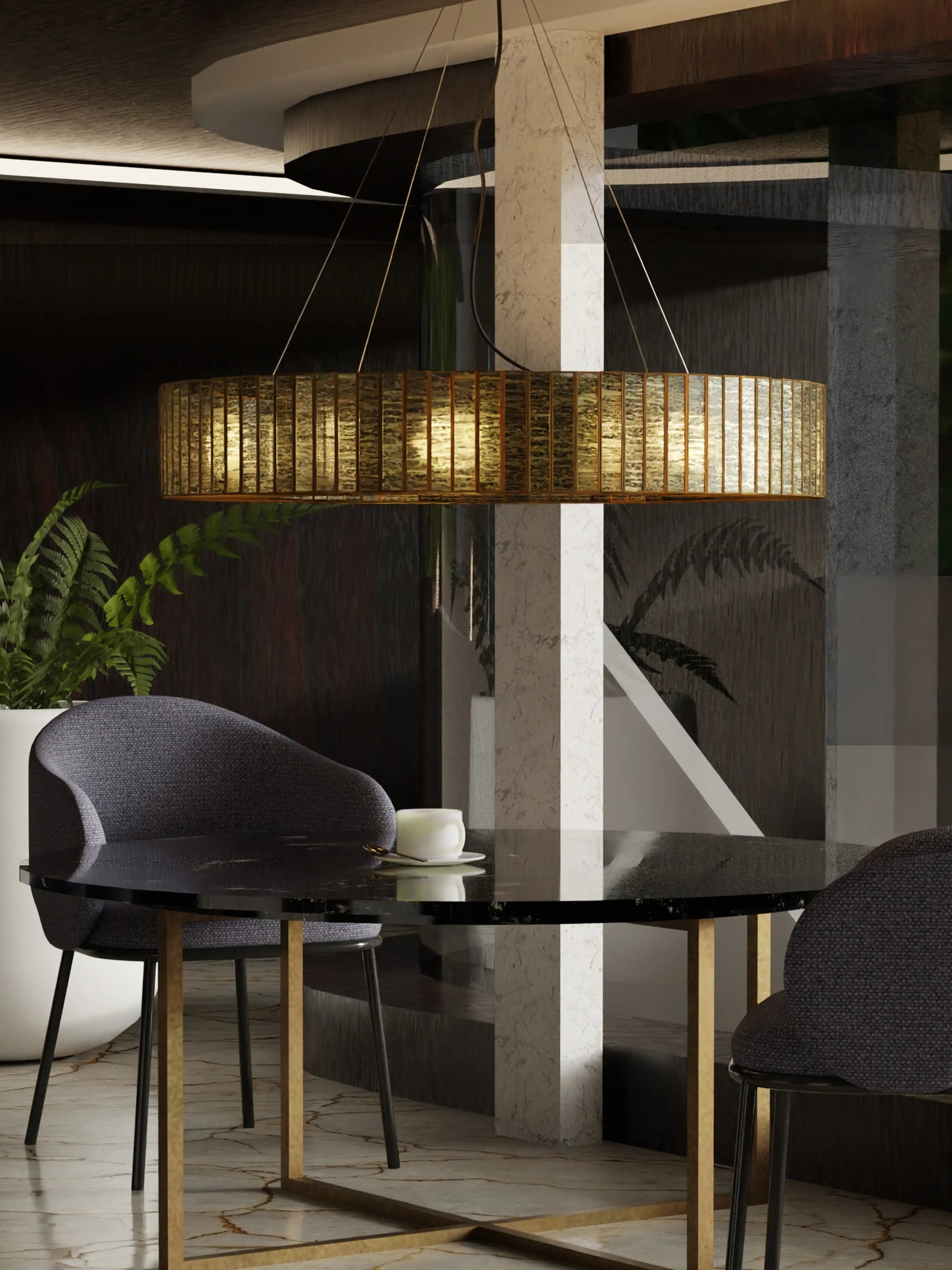 Linear Ring Chandelier Antique