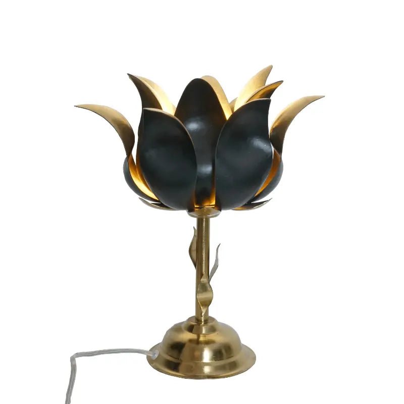 Lotus Bloom Table Lamp Black & Gold Designer - ILLUMEATable Lamp