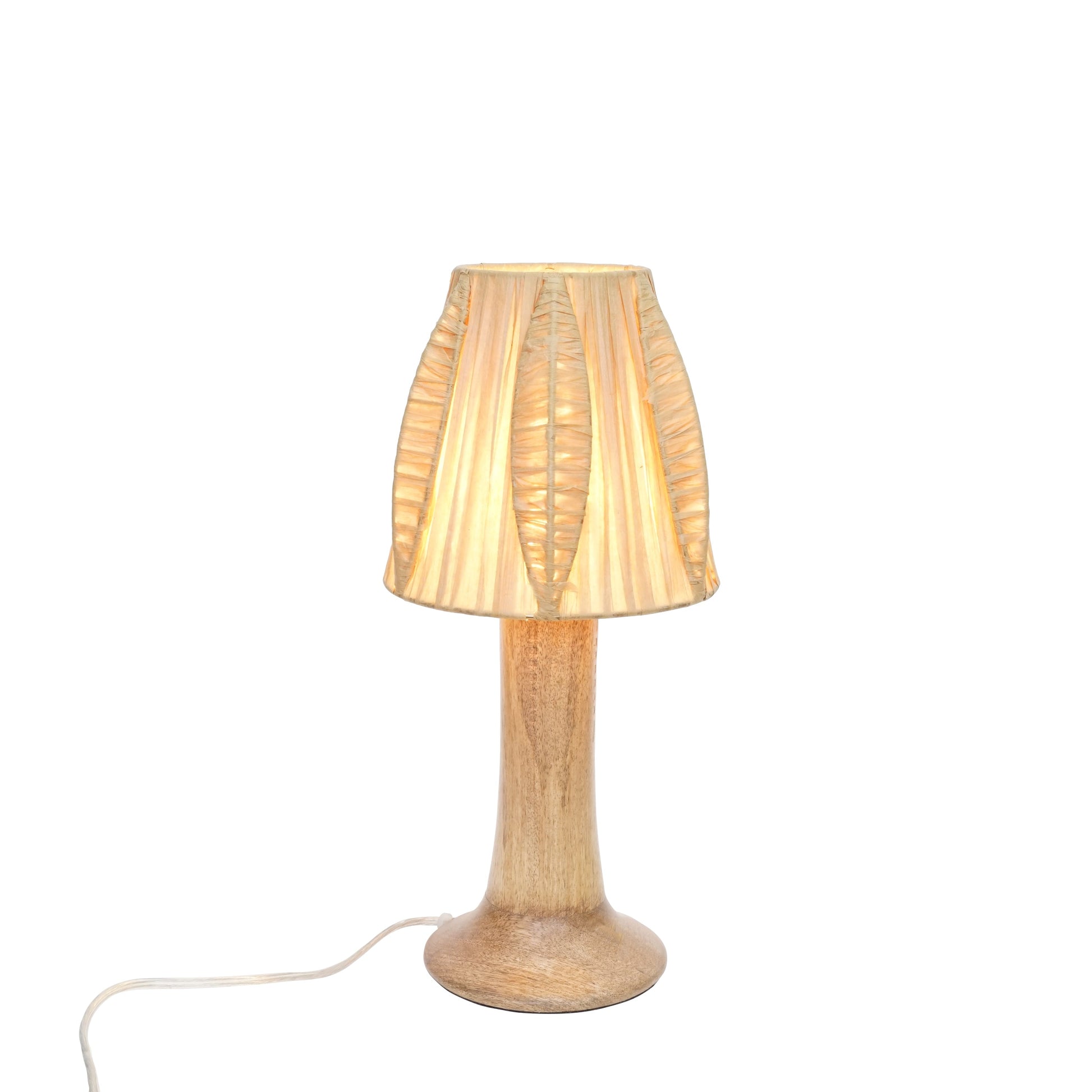 Rafia Shade Wood Base Table Lamp