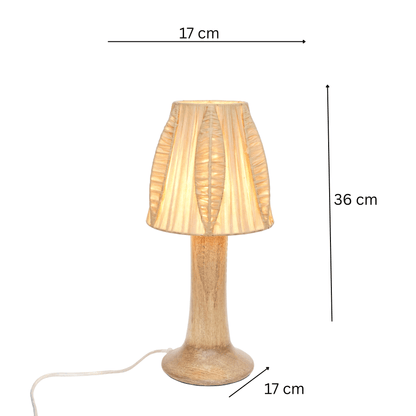 Rafia Shade Wood Base Table Lamp