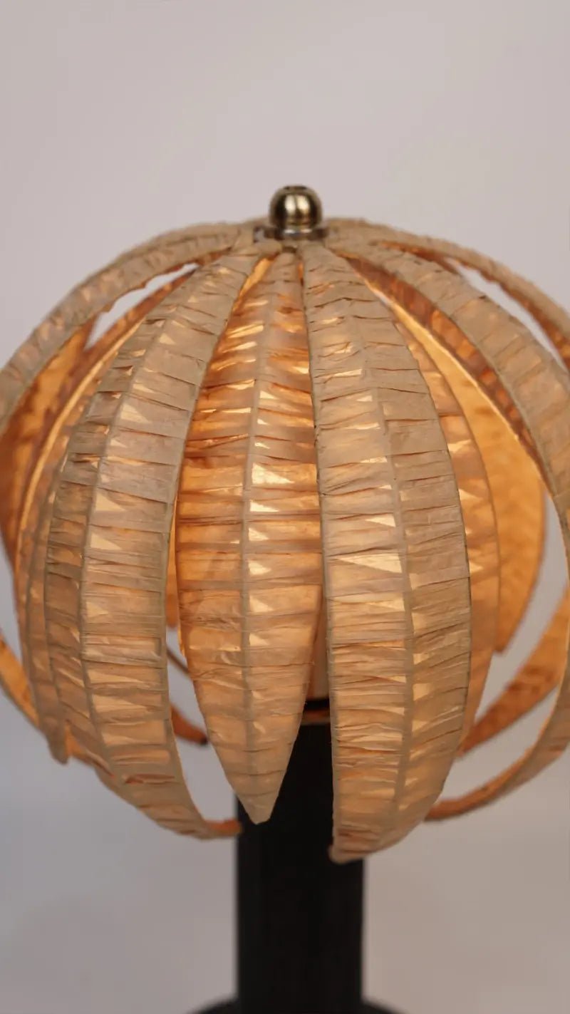 Rafia Shade Wood Table Lamp
