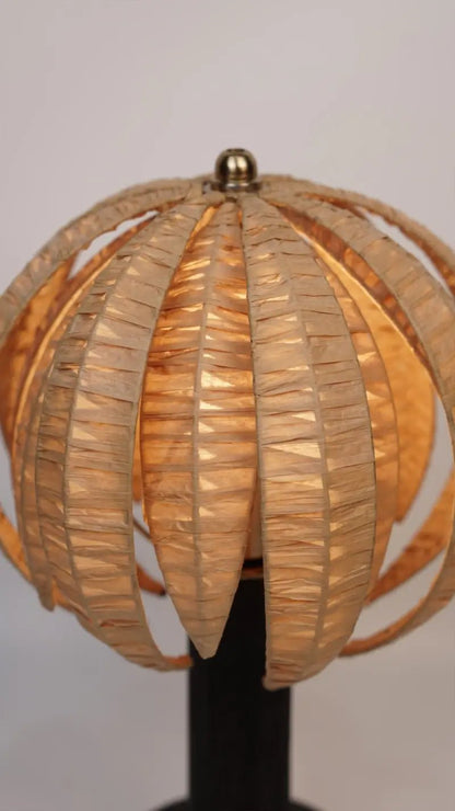 Rafia Shade Wood Table Lamp