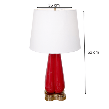 Red Enamel Wooden Table Lamp