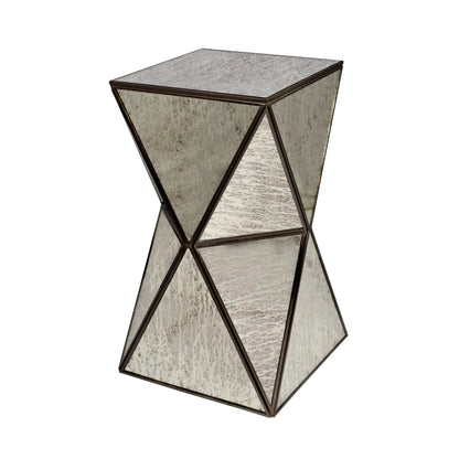 Square and Geometric Diamond Table showcasing a unique design with stained glass and brass accents.