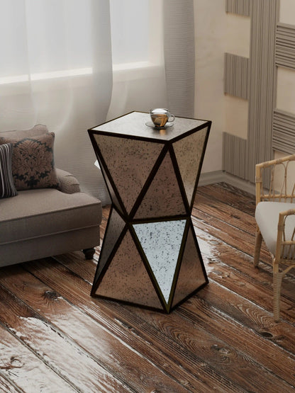 Square and Geometric Diamond Table beautifully displayed in a cozy living room setting with modern decor.