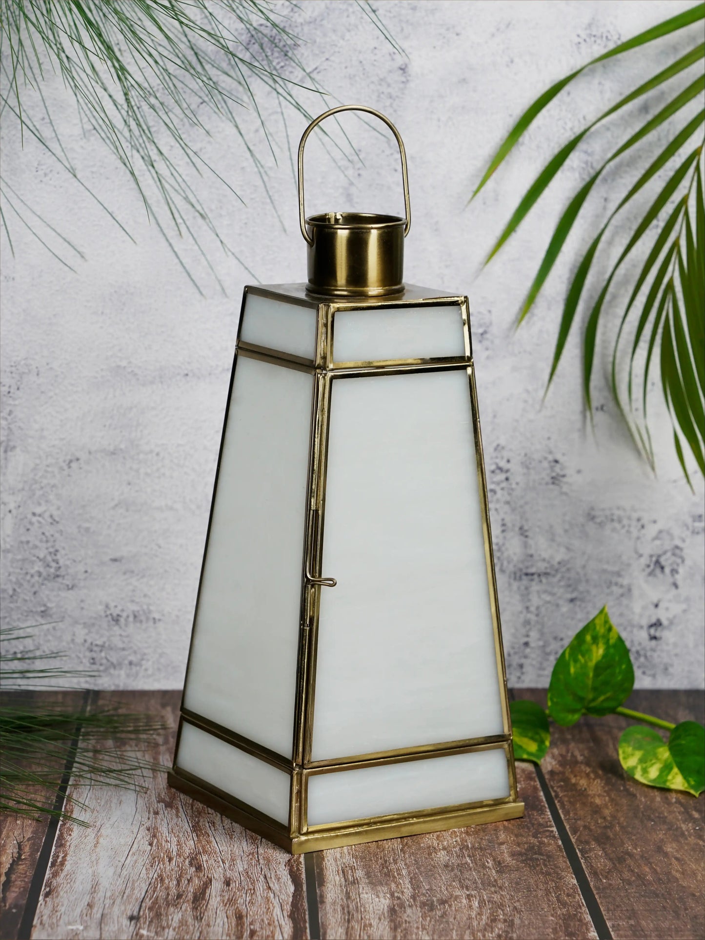 Taper Lantern White Glass - Medium