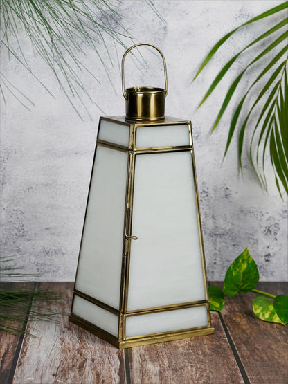 Taper Lantern White Glass - Medium