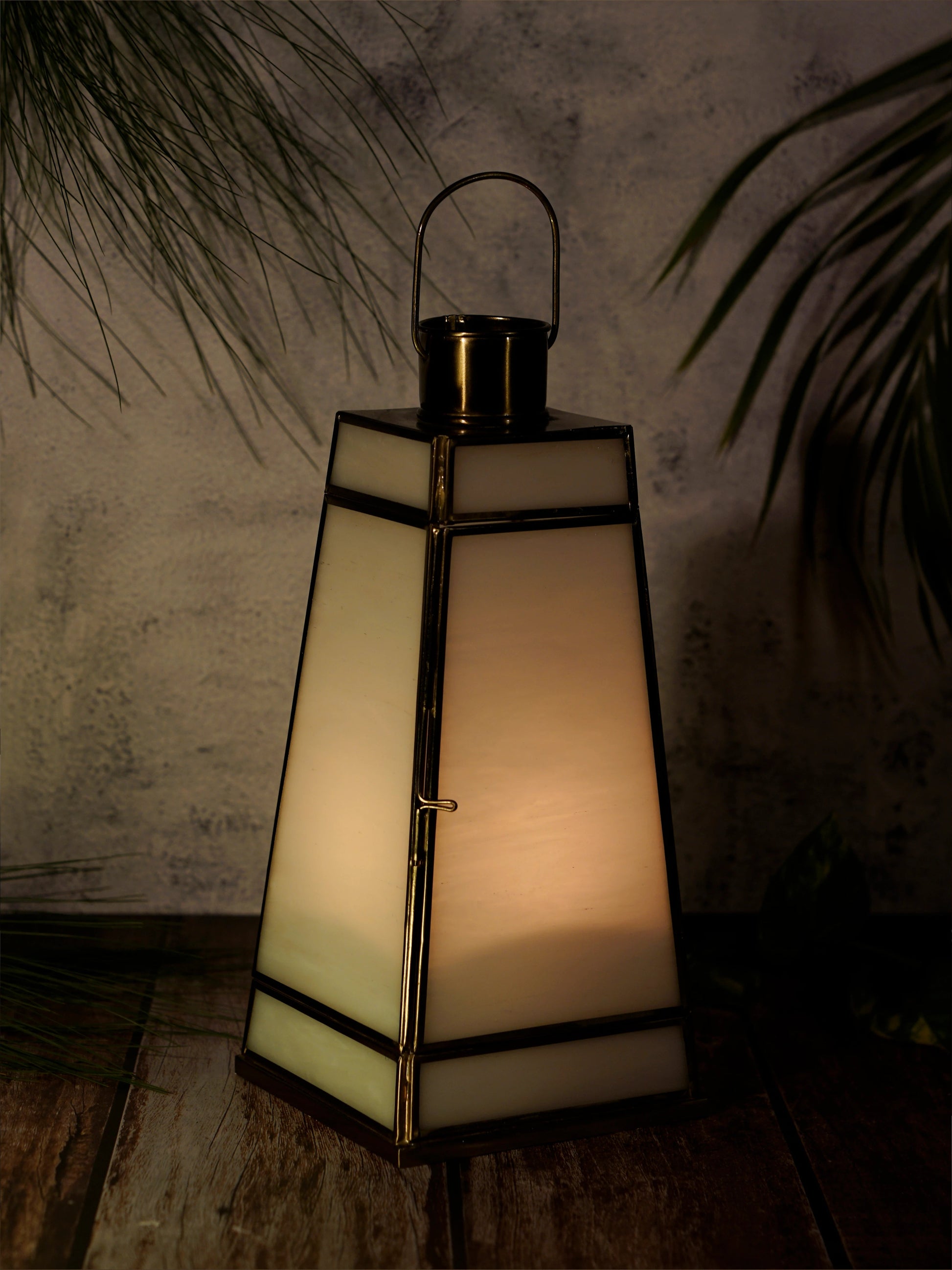 Taper Lantern White Glass - Small