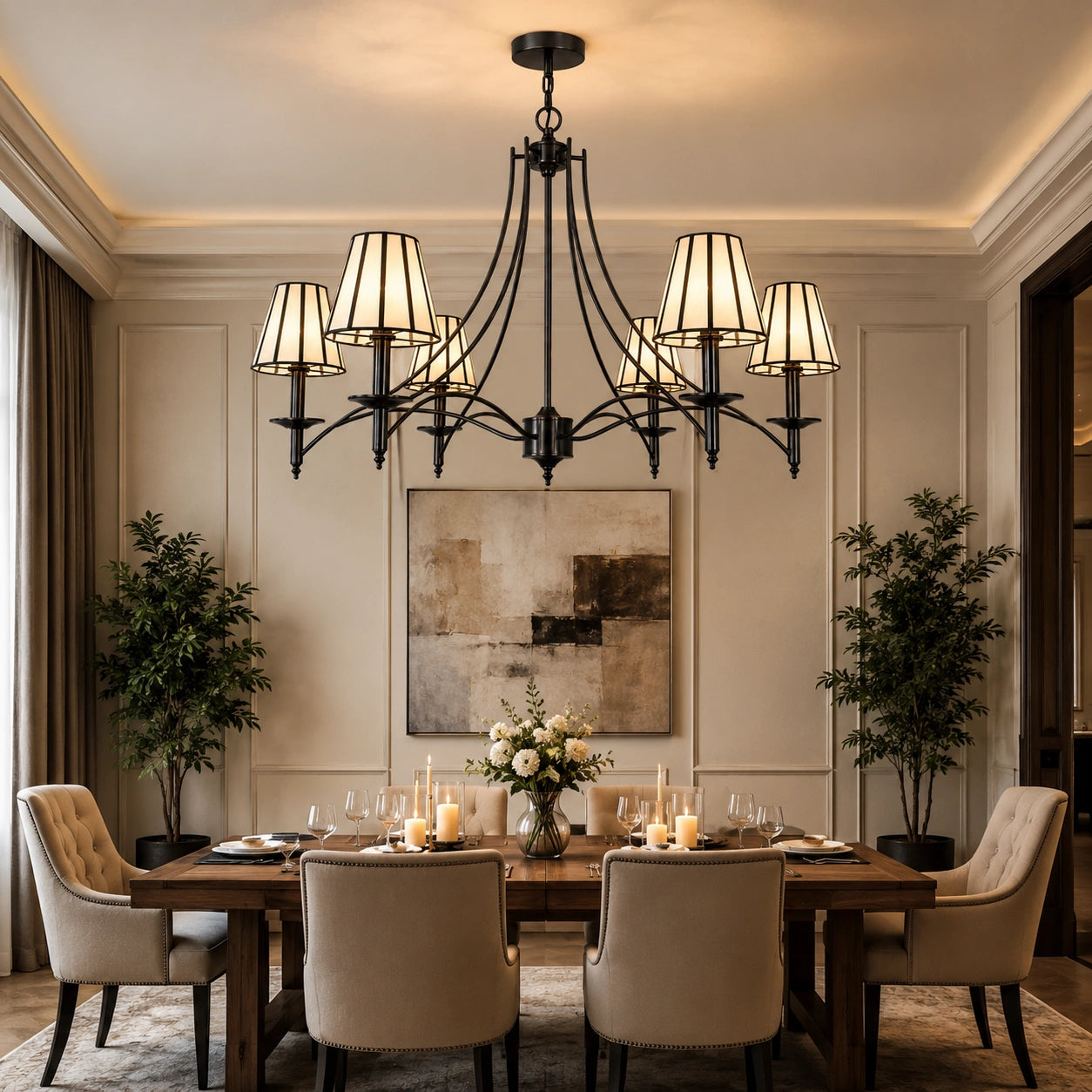 Taper Strip 6 Shade Chandelier - ILLUMEA