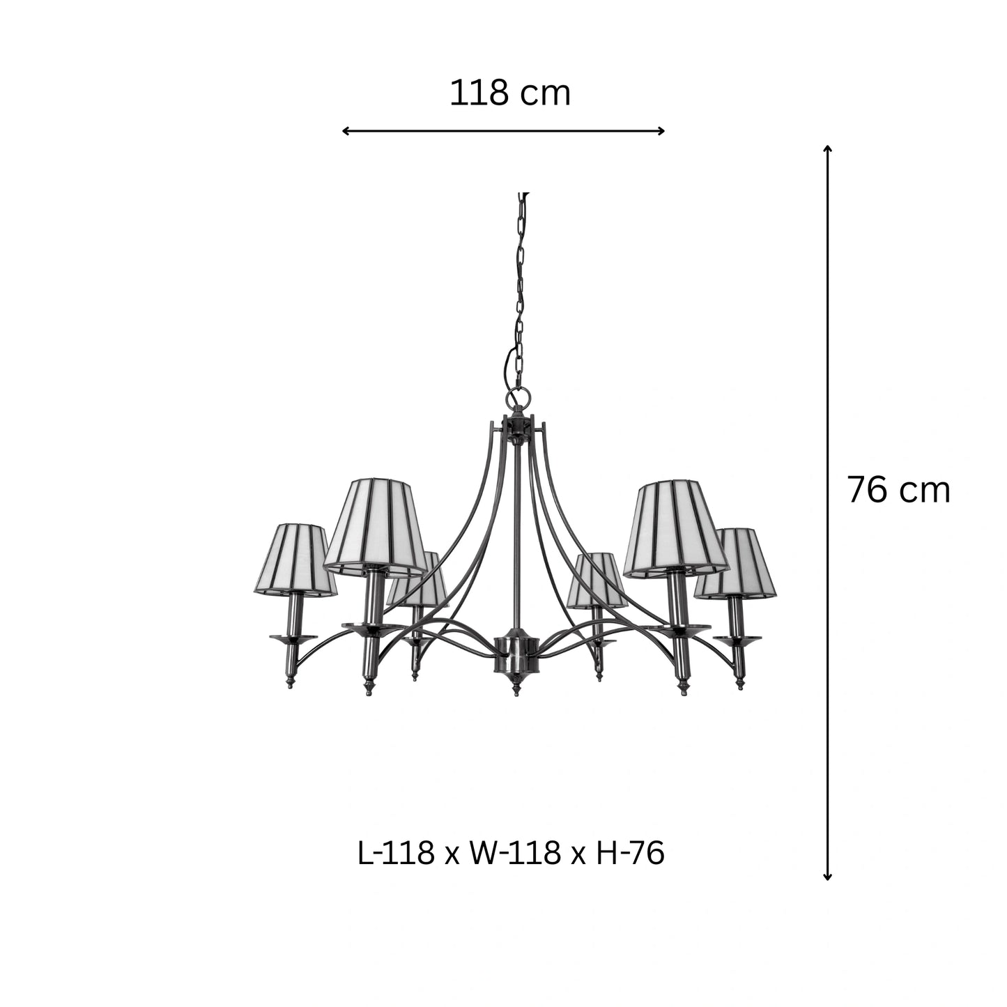 Taper Strip 6 Shade Chandelier