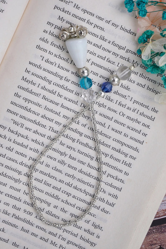 White Glass Beads Handmade Bookmark