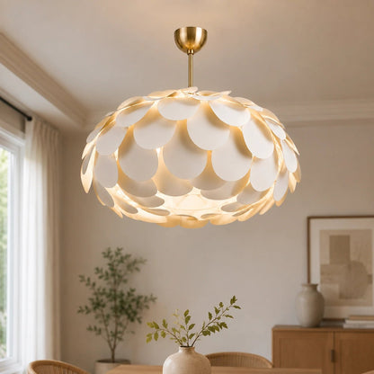 White Iron Leaf Pendant Light
