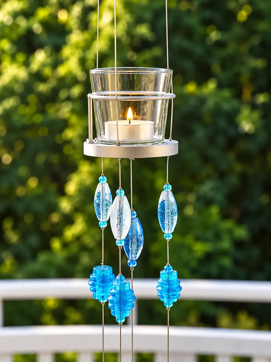Blue Glass Beaded Hanging Votive